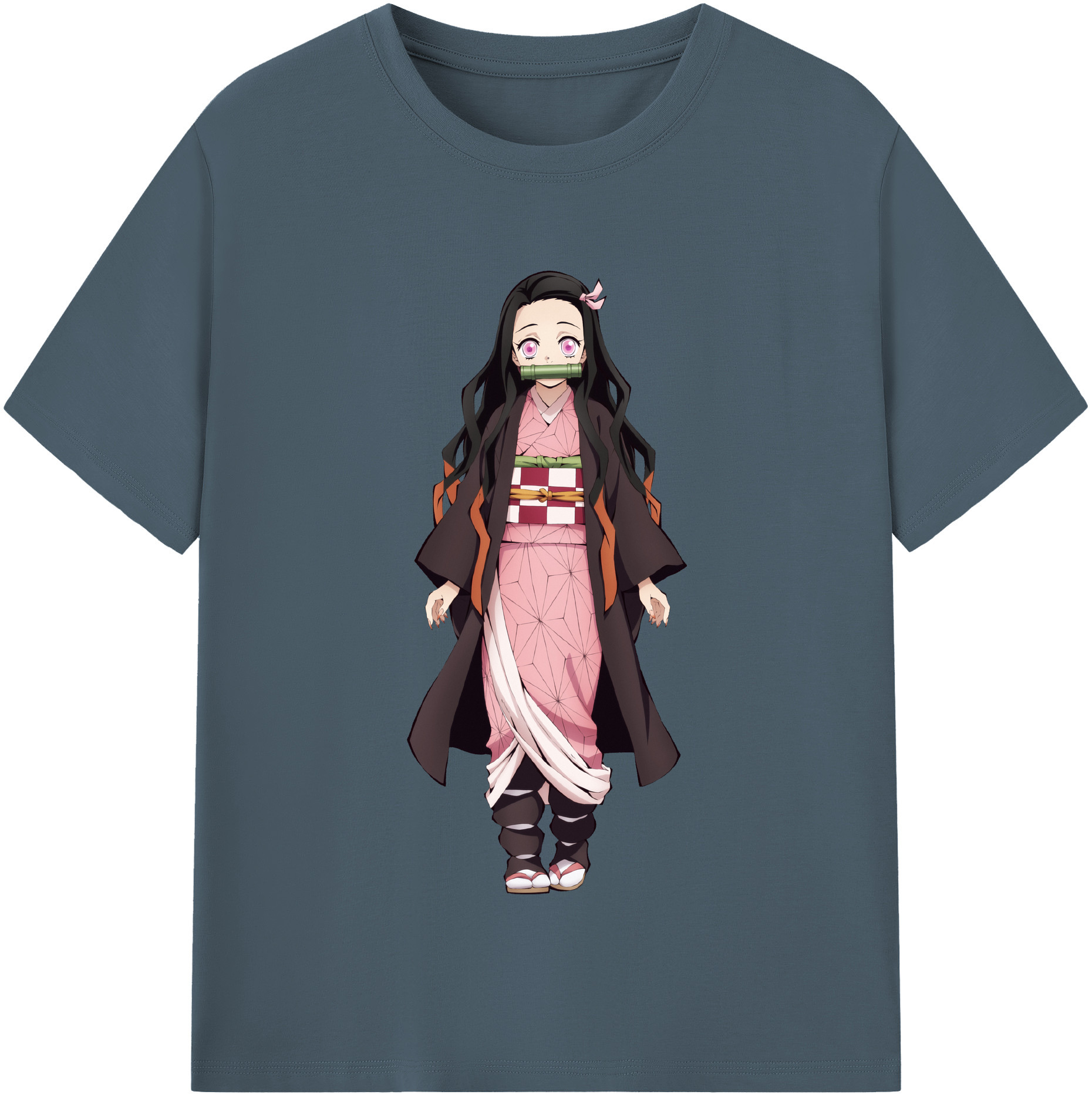 （画像用） 鬼滅の刃（きめつのやいば）竈門 禰󠄀豆子／かまど ねずこ Kamado Nezuko 綿100％半袖Tシャツ（フロントプリント）